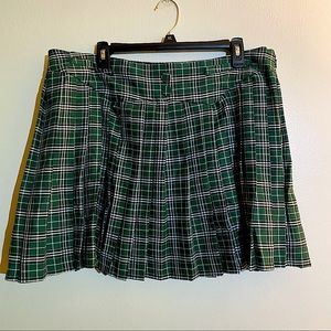 Belle Pague Green Y2k Plaid Mini Skirt with Button Detail